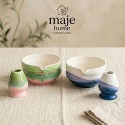 Bộ chawan và đế chasen gốm sứ pha matcha cao cấp. Bát đánh trà matcha phong cách Nhật Bản - Majehome 3