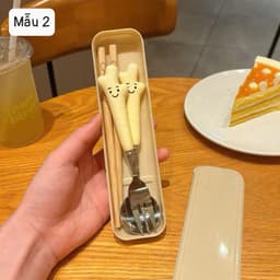 Bộ Thìa Dĩa Đũa Tập Ăn Cho Bé Inox Cao Cấp Họa Tiết Rau Củ Hoạt Hình Đáng yêu (Kèm Hộp Đựng) (aty) 3