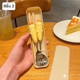 Bộ Thìa Dĩa Đũa Tập Ăn Cho Bé Inox Cao Cấp Họa Tiết Rau Củ Hoạt Hình Đáng yêu (Kèm Hộp Đựng) (aty) 5
