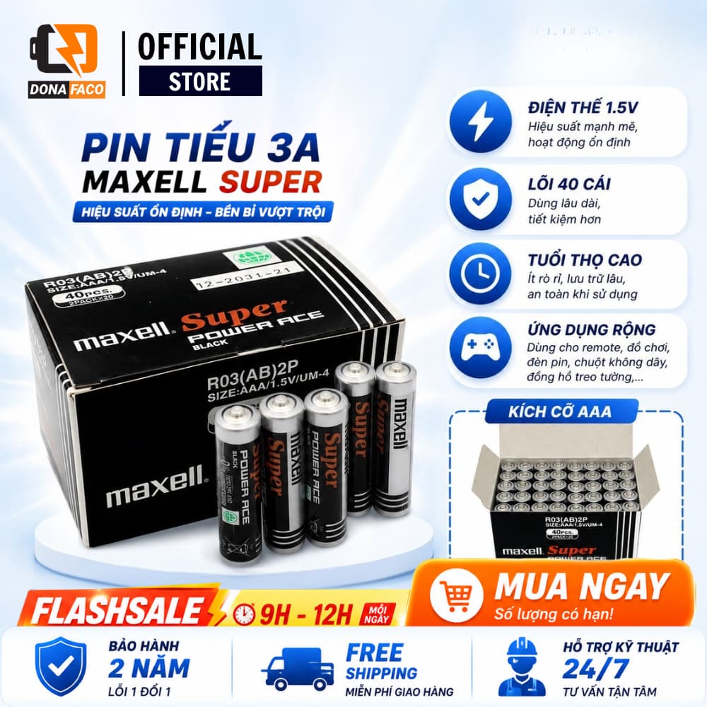 Pin AAA Maxell R03P Super Power Chính Hãng - Siêu Bền, Hiệu Suất Cao