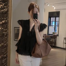 Áo Babydoll Kiểu Nữ Phối Ren Xếp Ly Bèo Tầng Phong Cách Hàn Quốc Mùa Hè Kimee - KA893 2