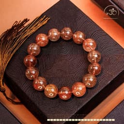 Ngọc Đan Tâm - Vòng Tay Thạch Anh Tóc Đỏ 13mm 7A - Mệnh Hoả - Mệnh Thổ 6