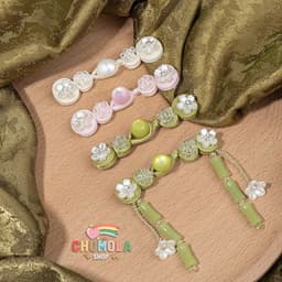 NÚT ÁO SƯỜN XÁM MAI KHÓA TRE SONG XOẮN - Cúc Cài Áo Cách Tân Phong Cách Trung Quốc Đính Hạt Ngọc Handmade 1