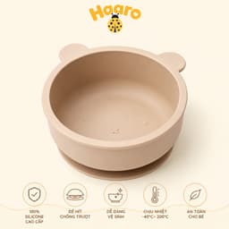 Chén/bát ăn dặm bằng silicon hình gấu có đế hít chống đổ cho bé 2