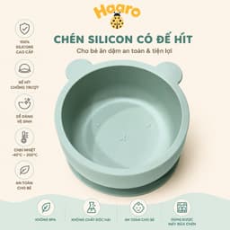 Chén/bát ăn dặm bằng silicon hình gấu có đế hít chống đổ cho bé 3