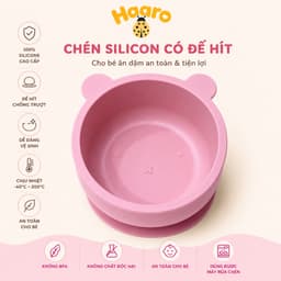 Chén/bát ăn dặm bằng silicon hình gấu có đế hít chống đổ cho bé 5