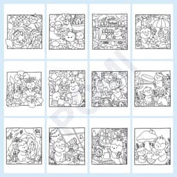 Set 44 tranh tô màu Fairy Động Vật dễ thương - nét to dễ tô phù hợp trẻ em, người lớn giảm stress - POMI 3