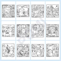 Set 44 tranh tô màu Fairy Động Vật dễ thương - nét to dễ tô phù hợp trẻ em, người lớn giảm stress - POMI 4