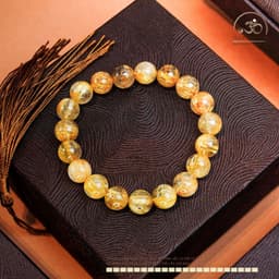 Ngọc Đan Tâm - Vòng Tay Thạch Anh Tóc Vàng 10mm 7A - Vân Tóc Vàng Trong - Mệnh Thổ - Mệnh Kim 6