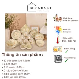 Bộ Bát Đĩa Gốm Sứ Hoa Cúc Vàng CƠ BẢN Dùng Cho Bữa Ăn Gia Đình, Quà Tặng Tân Gia Ý Nghĩa 2