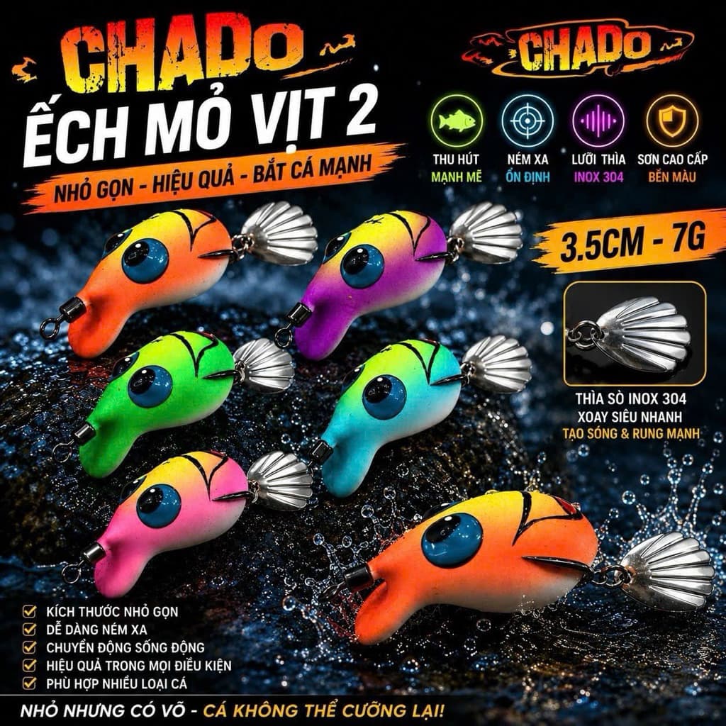 Nhái hơi CHADO MỎ VỊT mẫu mới thu hút cá dễ dàng ném xa