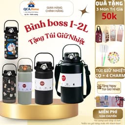 [ HOT TẶNG TÚI GIỮ NHIỆT ]Bình giữ nhiệt Boss dung tích 1000ml inox 316 thiết kế đơn giản, màu sắc nhẹ nhàng có quai 1