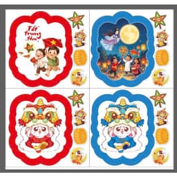 Combo 2 sét hộp trụ hình mặt lân, nhình hăng nga trang trí giỏ quà, decor tết trung thu. 4