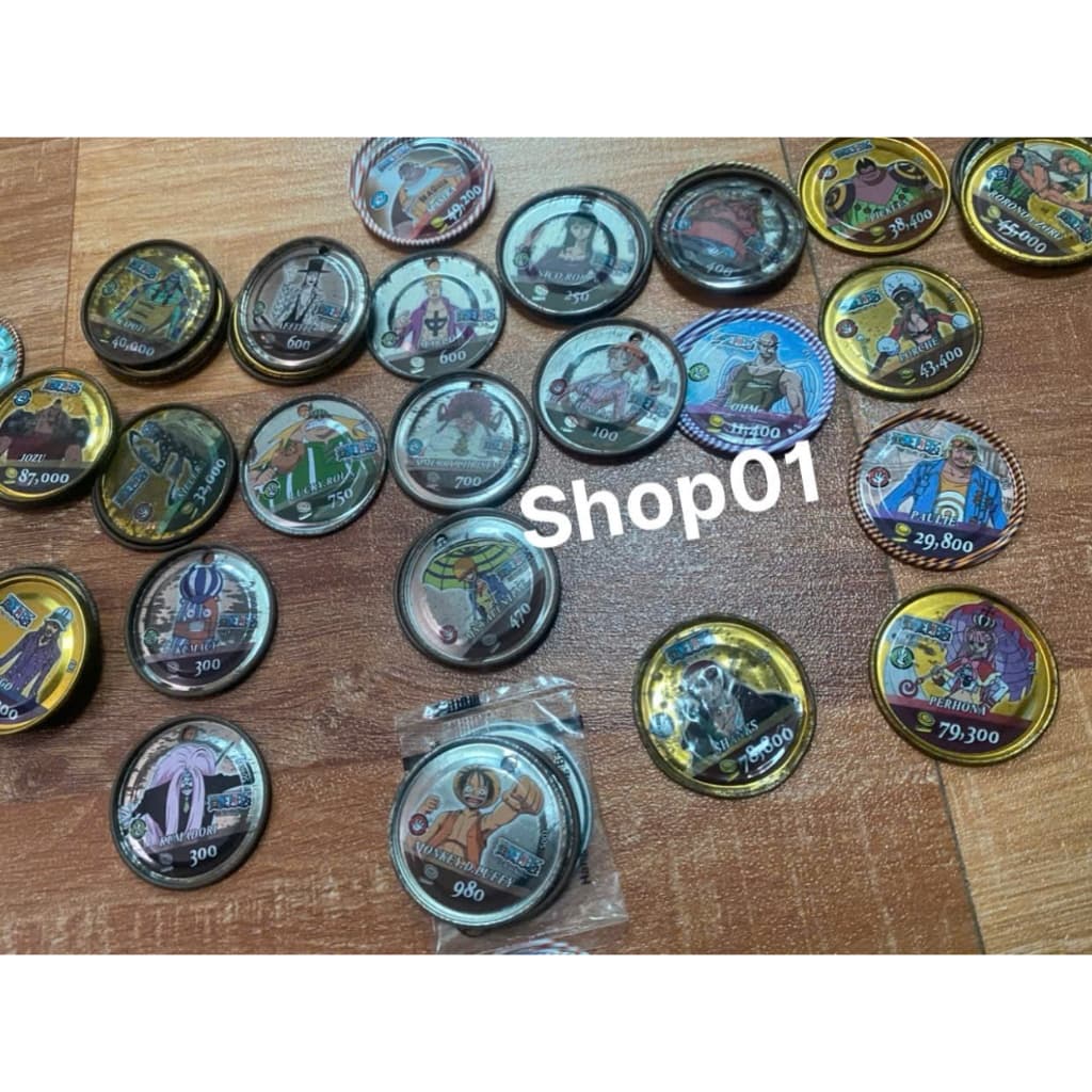 (Cũ) Combo 6c Thẻ onepiece xu one piece thẻ toonies xu sắt