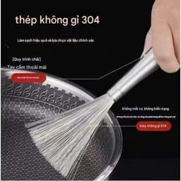 Chổi Cọ Nồi Cọ Chảo Inox 304/ Bàn Chải Chà Nồi Đánh Bóng Có Cán Cầm Không Rỉ Sét Đánh Vết Bẩn Tiện Lợi 4