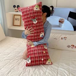 (Hàng Có Sẵn)Vỏ Gối Đôi - Gối Dài - Gối Ôm Nỉ Nhung Tuyết Sữa Mềm Mịn Hoạ Tiết Dễ Thương 40x120cm Có Khoá Kéo 4