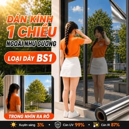 Giấy Dán Kính 1 Chiều, Decal Dán Kính Phản Quang Cho Cửa Kính Loại Dày (BS1) 1