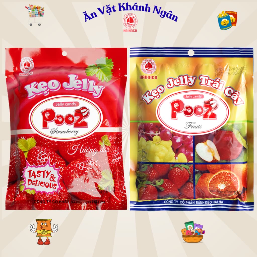 Kẹo Dẻo Jelly Trái Cây Pooz Hải Hà Gói 100g - HÀNG CHÍNH HÃNG