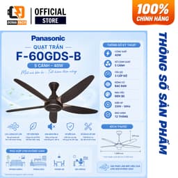 | Hỏa tốc | Quạt Trần Panasonic 5 Cánh F-60GDS-WS Điều Khiển Từ Xa, 9 Cấp Độ Gió, Hẹn Giờ 24H Chính Hãng 2