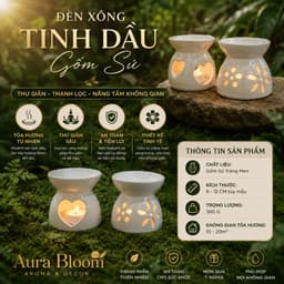 Đế Đốt Tinh Dầu Dùng Nến Aura Bloom | Đèn Xông Tinh Dầu Gốm Sứ Bát Tràng 2