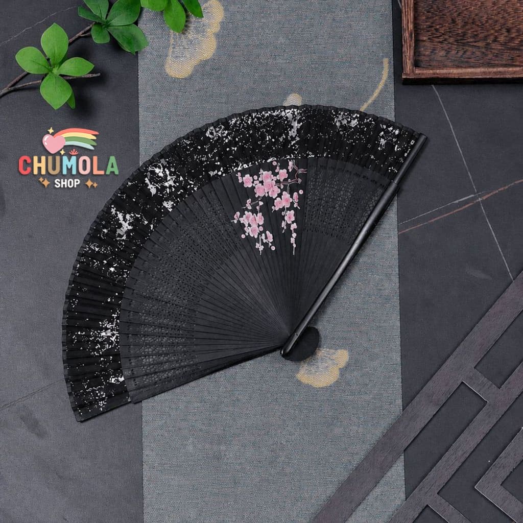 Quạt xếp cầm tay Bản Đẹp phụ kiện chụp ảnh cho nữ phong cách cổ trang thanh lịch sang trọng