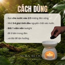 Đế Đốt Tinh Dầu Dùng Nến Aura Bloom | Đèn Xông Tinh Dầu Gốm Sứ Bát Tràng 3