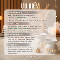 Đế Đốt Tinh Dầu Dùng Nến Aura Bloom | Đèn Xông Tinh Dầu Gốm Sứ Bát Tràng 4