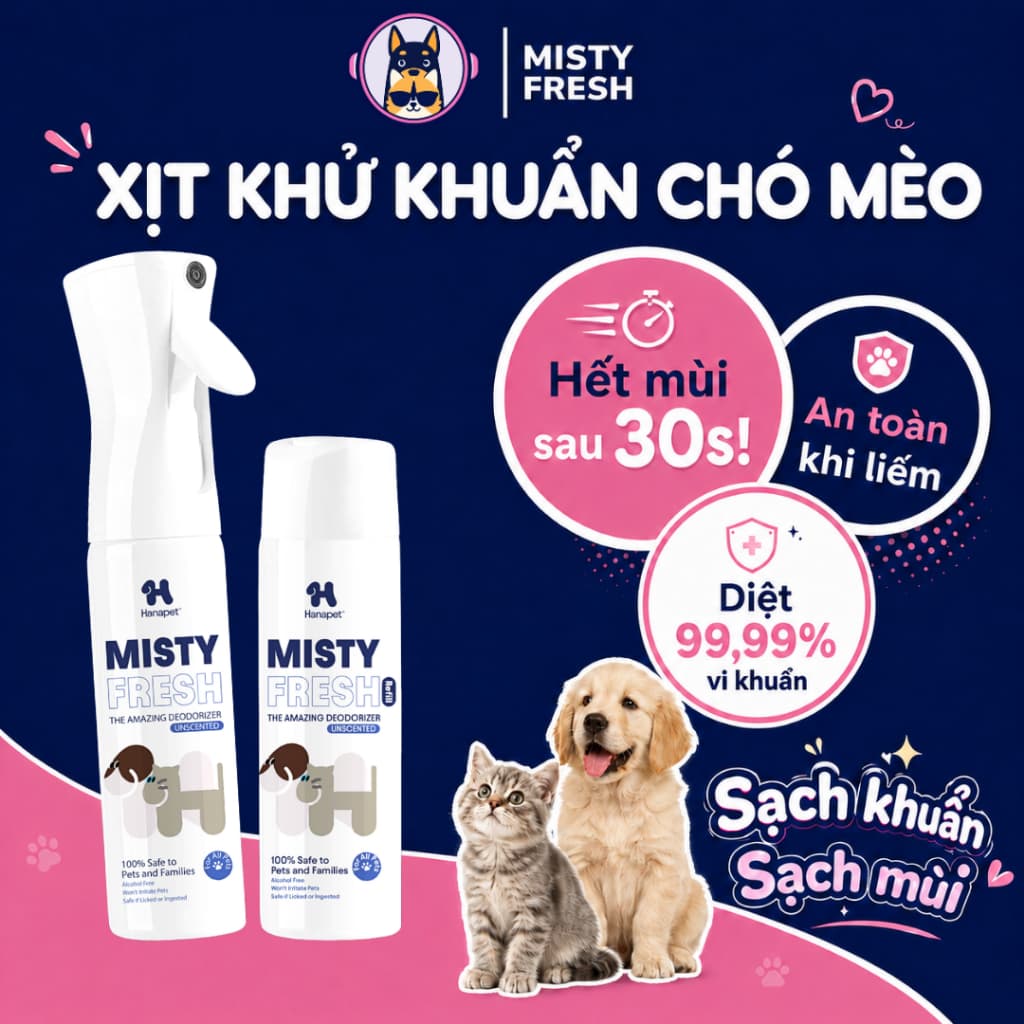 Xịt Khử Mùi/ Lõi thay Chó Mèo Misty Fresh Khử Mùi Hôi Nước Tiểu Cát Mèo An Toàn 300ml - Méo Chò Uni