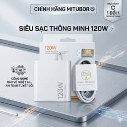 [Chuẩn MiTurbo] Bộ Sạc Siêu Nhanh 67W, 120W Chuẩn MiTubor Báo Thập Phân Pin, Full Box 1