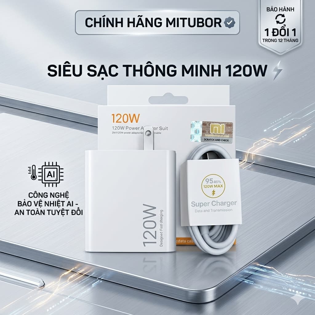 [Chuẩn MiTurbo] Bộ Sạc Siêu Nhanh 67W, 120W Chuẩn MiTubor Báo Thập Phân Pin, Full Box