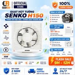 Quạt hút tường Senko H150 khoét lỗ 20x20cm công xuất 30W chính hãng bảo hành 2 năm 1