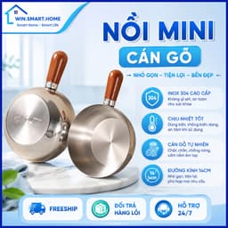 Nồi Mini Inox Cán Gỗ Chống Bỏng, Nồi Nấu Mì, Đun Sữa, Làm Sốt - Dễ Vệ Sinh, Đun Được Bếp Gas, Bếp Từ 1