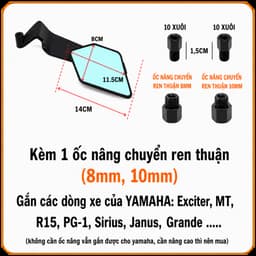 Gương cánh én v2 mặt kính xanh chống chói, gương chiếu hậu góc nhìn rộng siêu cao cấp 7