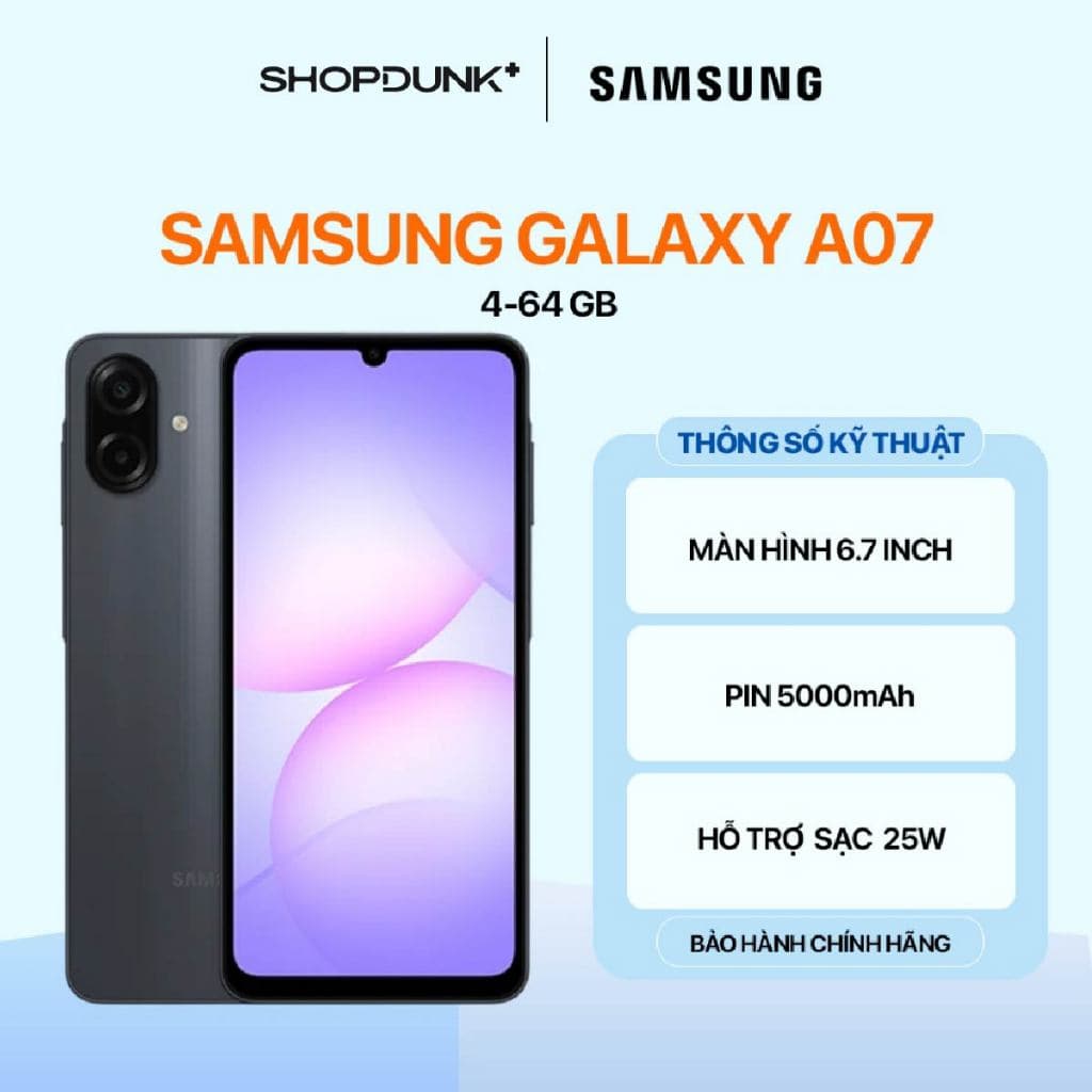 [KOL] Điện Thoại Samsung Galaxy A07 4GB/64GB | 4GB/128GB Chính Hãng
