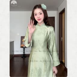 Áo dài TƯỜNG VY , áo dài truyền thống cách điệu đính nơ nhẹ nhàng, phù hợp đi dạy, đi chơi, chất liệu mềm mướt - Áo Dài 3