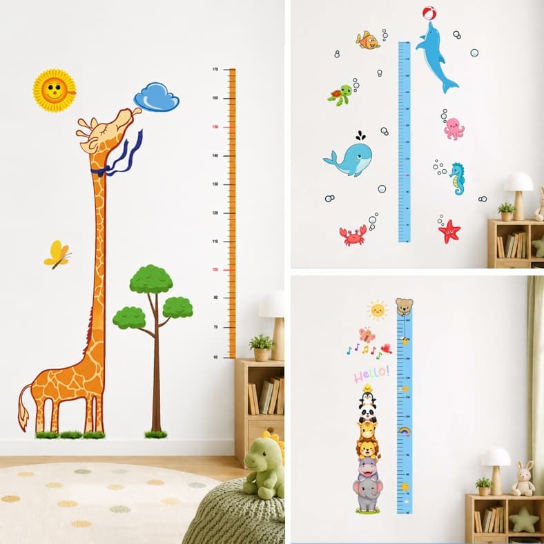 Decal dán tường thước đo chiều cao cho bé, đã cắt rời hình chỉ cần bóc dán