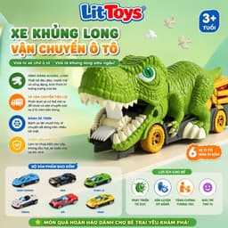 Bộ Đồ Chơi Khủng Long Nuốt 6 Xe Ô Tô Con Hợp Kim ToysLit Chất Liệu Nhựa ABS Cứng Cáp Bền Bỉ An Toàn 1