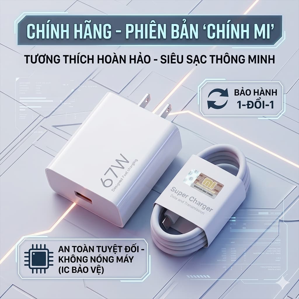 [Full Box] Sạc GAN Siêu Nhanh 67W Chuẩn Mitubor Thập Phân, Bảo hành 1:1 Nếu Không Đúng Mô Tả