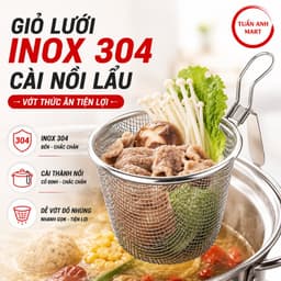 Giỏ lưới cài nồi lẩu lọc vớt thức ăn nhúng lẩu bằng inox 304 an toàn tiện lợi 11x9.5cm 1
