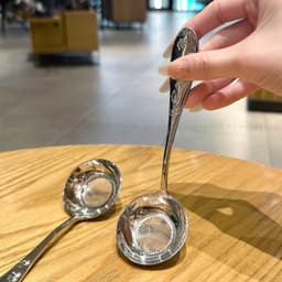 Thìa lọc hạt chanh đầu tròn cán khắc Oyatton inox 18/10 vớt váng bọt đúc liền nguyên khối 5