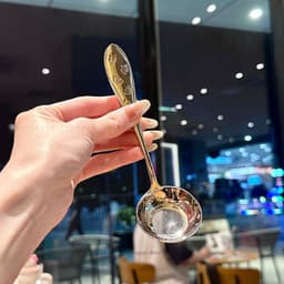 Thìa lọc hạt chanh đầu tròn cán khắc Oyatton inox 18/10 vớt váng bọt đúc liền nguyên khối 6