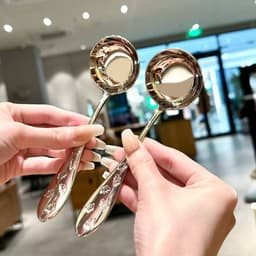 Thìa lọc hạt chanh đầu tròn cán khắc Oyatton inox 18/10 vớt váng bọt đúc liền nguyên khối 7