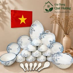 Bộ Tô Bát Chén Đĩa Sứ Họa Tiết Diệp Hồng Set Bát Đĩa Sứ Bát Tràng Bộ Bát Đĩa Cao Cấp M151 1