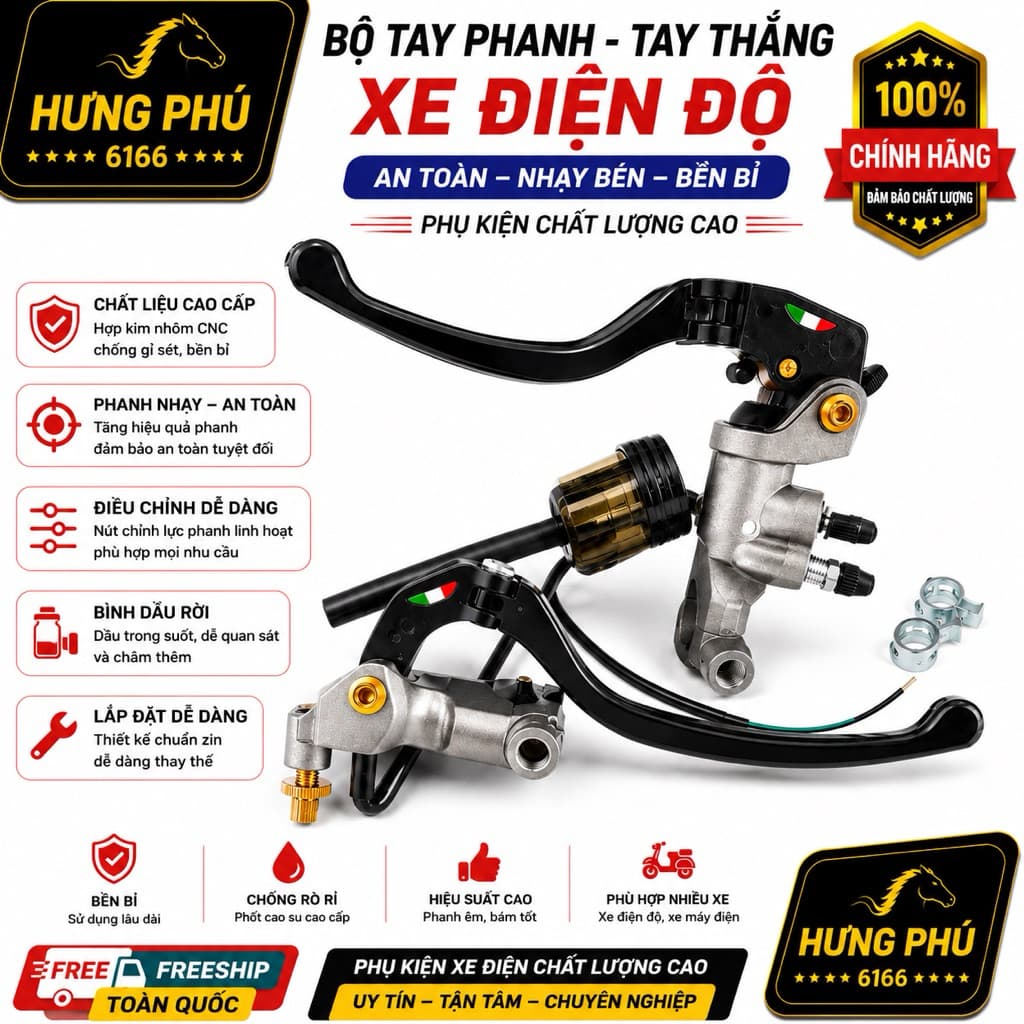 Bộ tay phanh dầu xe điện độ.trái phải(combo bộ)