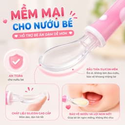 Thìa Silicon Ăn Dặm Cho Bé Chất Liệu Mềm Mại An Toàn Hỗ Trợ Bé Tự Tập Ăn Dễ Dàng 3