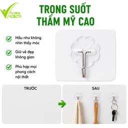 Vỉ 3 Móc Dán Tường Trong Suốt Treo Đồ Nhà Bếp GD293 - Miếng Dán Tường Treo Quần Áo Mũ Chịu Lực 4