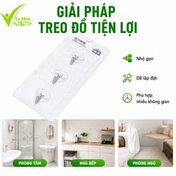 Vỉ 3 Móc Dán Tường Trong Suốt Treo Đồ Nhà Bếp GD293 - Miếng Dán Tường Treo Quần Áo Mũ Chịu Lực 2