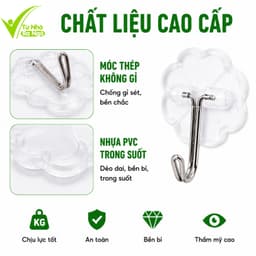 Vỉ 3 Móc Dán Tường Trong Suốt Treo Đồ Nhà Bếp GD293 - Miếng Dán Tường Treo Quần Áo Mũ Chịu Lực 7