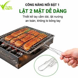 Vỉ Nướng Thịt Inox 304 Lật 2 Mặt Chín Đều Hai Mặt GD209 - Vỉ Nướng Lật 2 Mặt Inox 304 Nướng Thịt BBQ 3