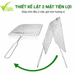 Vỉ Nướng Thịt Inox 304 Lật 2 Mặt Chín Đều Hai Mặt GD209 - Vỉ Nướng Lật 2 Mặt Inox 304 Nướng Thịt BBQ 2